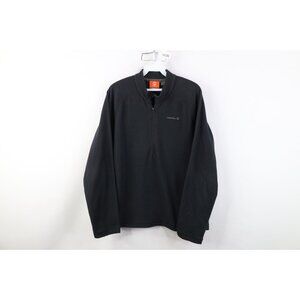 Merrell Mens Small Faded Spell Out Lightweight Fleece 1/4 Half Zip Sweater Black